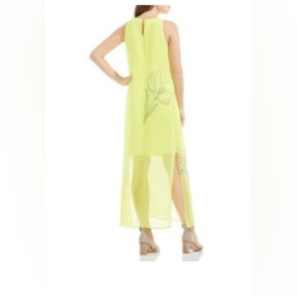 Vince Camuto Yellow High-Low Sundress Fluent Cluster Maxi Dress - Picture 3 of 11